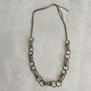 Vintage Y2K statement necklace bronze black chain links long jewelry gold chunky